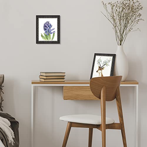Image of Golden State Art, 8X10 Ornate Finish Photo Frame, Black with Silver & Burgundy Color, Real Glass