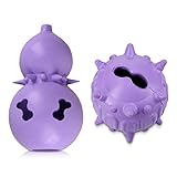 Navaris Juguetes dispensadores de croquetas - Set de 2X snackball para Perro - Bolas dispensadoras de Comida - De Caucho Natural Ideal para Cachorros