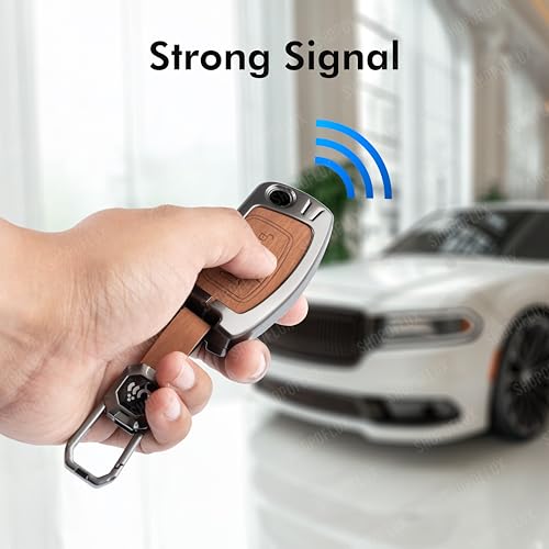 Image of SHOPOFLUX Metal Key Cover Compatible for Ford Old Ecosport | Fiesta | Figo 3 Button Flip Key (Black Brown Leather)