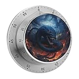Echanical - Temporizadores de cocina de 60 minutos con diseño de serpiente negra en llamas, temporizador de cocina con alarma fuerte, no requiere pilas, recordatorio de cuenta regresiva magnético