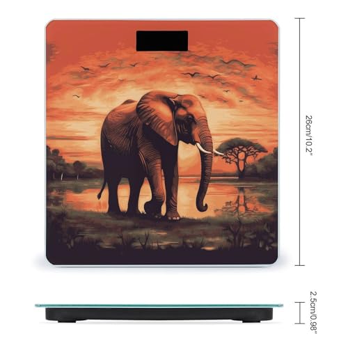 Báscula digital de baño Sunset Elephant de vidrio templado miniatura 2