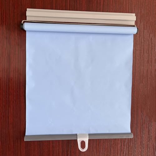 Persianas enrollables opacas de 32 a 150 cm de ancho, con aislamiento térmico, sin taladro, persianas temporales, privacidad y bloqueo de luz, persianas retráctiles para balcón, color azul, 115 x 150
