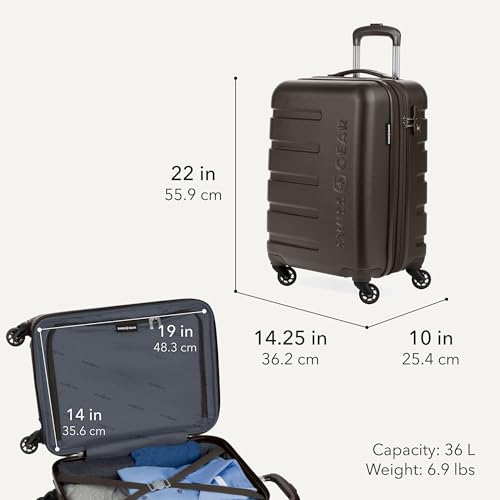 Image of SwissGear 7366, Chocolate, Carry-On 19-Inch, Signature Hardside Expandable Luggage With Spinner Wheels