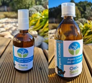 Argent colloïdal pour chiens et chats 10ppm fabrication française premium 500ml