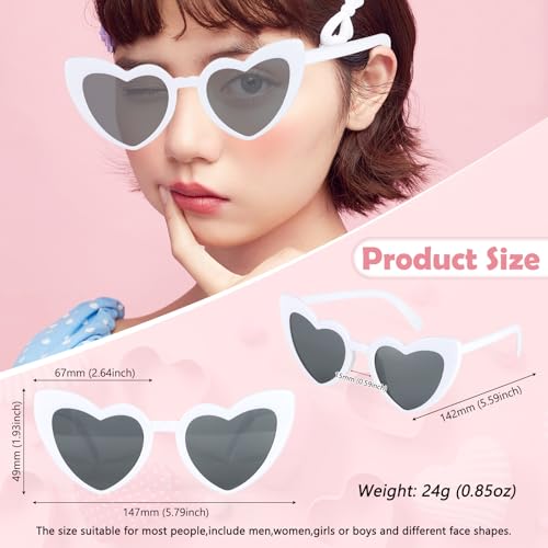 6 Pack Vintage Heart Sunglasses Cat Eye Love Shaped Sunglass for Women Girl Bulk Retro Cute Sun Glasses2