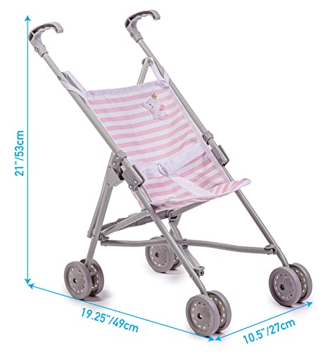 Jc Toys | Berenguer Boutique | Single Umbrella Baby Doll Stroller | Elephant Theme | Pink | Ages 2 + #TOP5