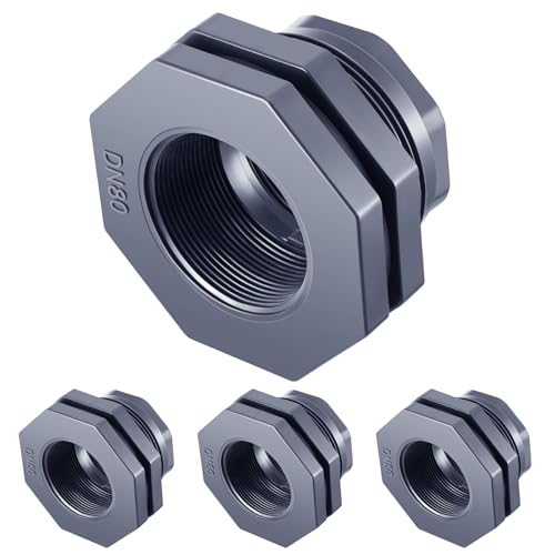 Image of 4 Pcs 3 Inch Bulkhead Fitting PVC Npt Tank Connector