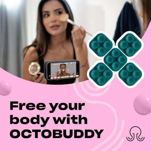 OCTOBUDDY Mini Silicone Suction Phone Case Adhesive Mounts - Hands-Free, Strong Grip Holder for Selfies and Videos - Durable, Easy to Use - iPhone and Android Compatible - 6 x 1" x 1", Teal