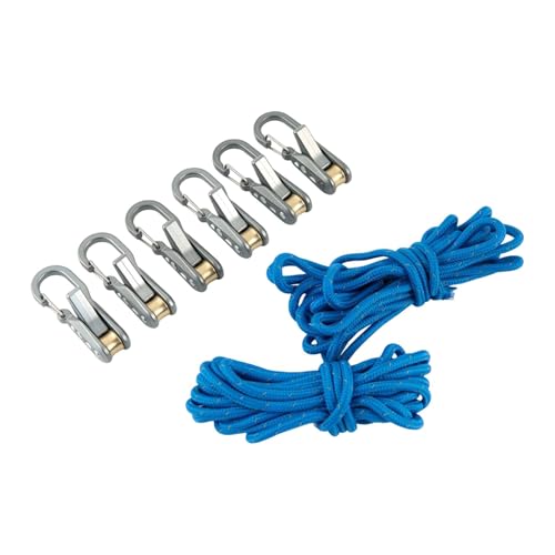 Tdoutop Rope Tightening Tensioner Set with 2 Ropes and 6 Hooks, Heavy Duty Adjustable Tie Down Tightener with Locking Buckle, Tightening and Cinching Tool for Camping, Boating, Tarp & Cargo Bundling
