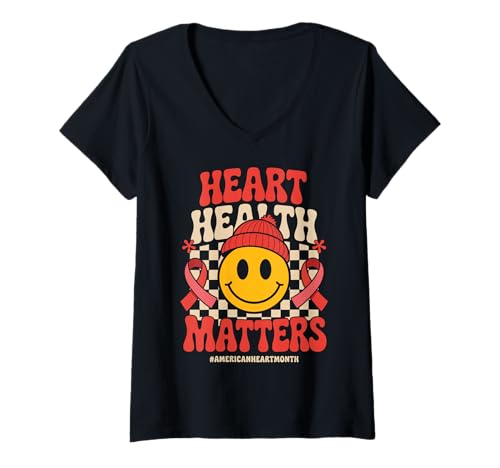 Mujer Heart Health Matters - Red Ribbons American Heart Month Camiseta Cuello V
