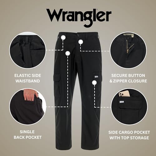 Wrangler Cargo Pants for Men Big and Tall - Twill Half Elastic Mens Cargo Pants, Relaxed Fit Workwear Pants3