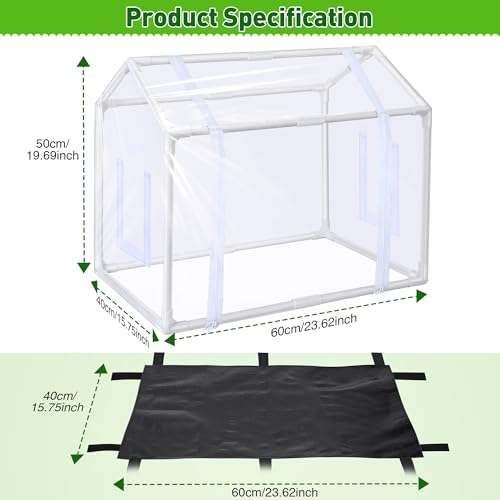 Mini Greenhouse with Potting Mat for Indoor Plant, Heavy Duty Portable Green House with Waterproof Pot Pad for Small Plants, Clear Small Plant Tent for Seed Humidity(White) - Image 2