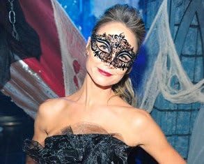 Beautiful Black Laser Cut Venetian Mardi Gras Masquerade Mask with Sparkling Rhinestones