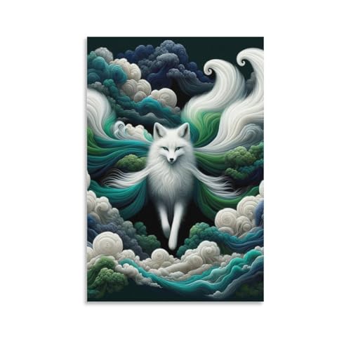 Toile renard coloré décoration murale maison tableau imprimé salon moderne 50x75cm