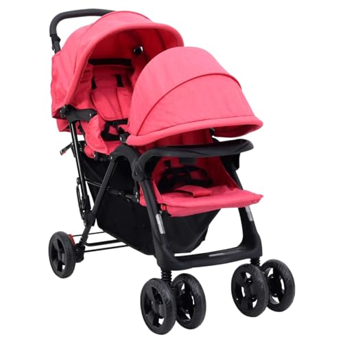 Questo comodo passeggino a tandem gemellare è perfetto per portare i bimbi con sé quando si esce a fare una passeggiata o si va a fare shopping.