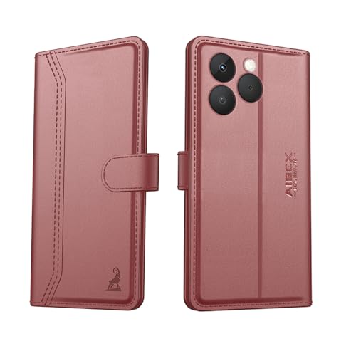 Image of AIBEX Compatible for Realme 15T 5G Flip Cover Leather Finish | Inside TPU with Card Pockets | Wallet Stand | Complete Protection Flip Case Brown