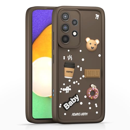 Image of Pikkme Back Cover for Samsung Galaxy A52 / A52s 5G | Cute Fun Cartoon 3D Bear Silicone Full Body Protection Bumper Case (Brown)