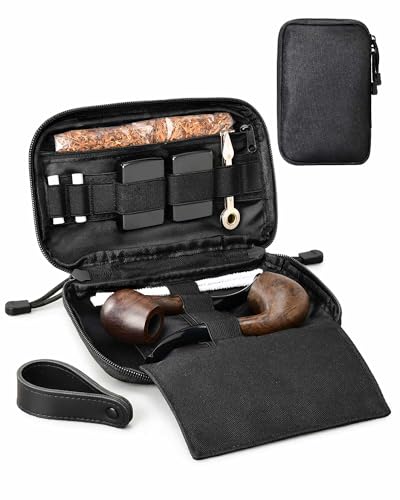 BS-VOG Tobacco Pouch for 2 Pipes, Lightweight Pipe Tobacco Pouch, Oxford Fabric Smoking Accessories Storage Organizer for Travel, Daily Use & Gift (Pipes Not Included)