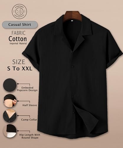 Image of Men's Solid Polycotton Shirt | Short Sleeve Casual & Formal Shirt for Men | Summer Half Sleeve Shirt