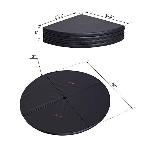Soozier 2" T X 5' W Round Folding Portable Pole Dance Crash Mat - Black #TOP2