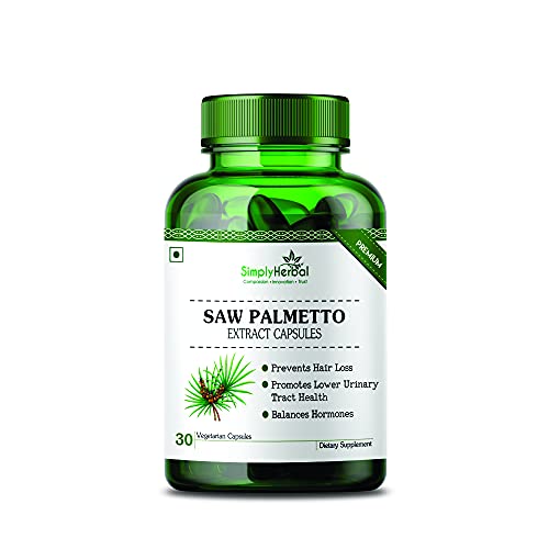 Simply Herbal Organic Saw Palmetto Extract Supplement Capsules -800 MG for Hair Health, Support Prostate Health, Promote Urinary Function for Men & Women – 30 Tablets Simply Herbal Organic Saw Palmetto Extract Supplement Capsules -800 MG for Hair Health, Support Prostate Health, Promote Urinary Function for Men & Women – 30 Tablets