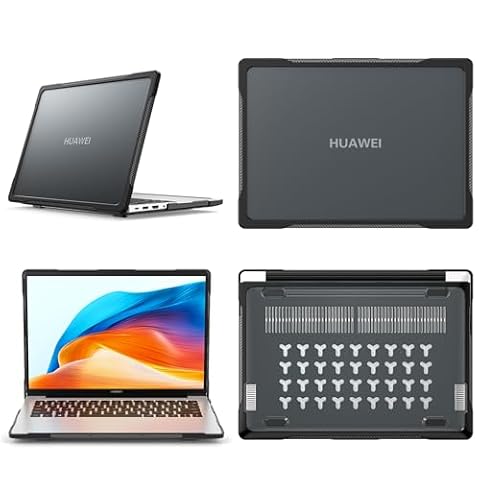 UFinetech Etui do Huawei MateBook D 14 2023-35.6 cm, smukłe, odporne na wstrząsy, odporne na zarysowania, antypoślizgowa, twarda obudowa, ochronna 360° TPU czarny pokrowiec na notebooka, etui