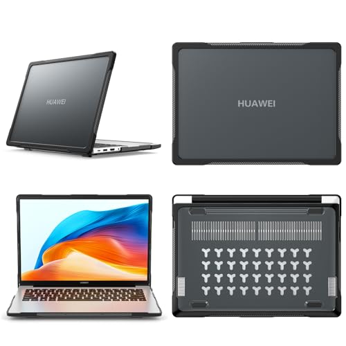 UFinetech Etui do Huawei MateBook D 14 2023-35.6 cm, smukłe, odporne na wstrząsy, odporne na zarysowania, antypoślizgowa, twarda obudowa, ochronna 360° TPU czarny pokrowiec na notebooka, etui