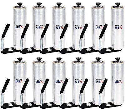 Image of Made in USA! Industrial Strength Stretch Film Dispenser - Palpak100 Light Weight Pallet Wrapper - Tension Knob Adjustment Wrap Handle (12 Pack)