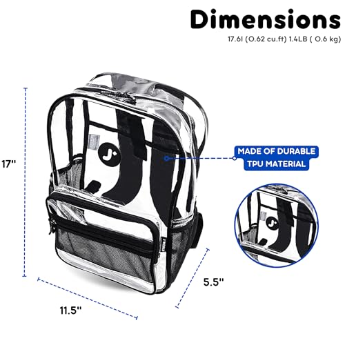 J World New York Heavy-Duty Clear Backpack. Large Transparent See Through TPU Laptop Bookbag, One Size3