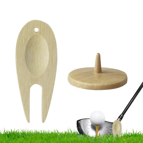 Strumento divot in legno, strumento divot in legno, strumento divot da golf, strumento portatile da golf, strumento durevole con marcatore per palline, accessorio da golf leggero per vacanze e