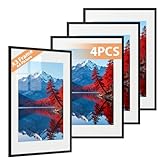 Alyvisun 4 Pcs A3 Cadre, Cadre Photo A3 Display Pictures 20.5x28.7 cm avec Passe-partout ou 28.7x41 cm sans Passe-partout, Cadre Photo Horizontal et Vertical pour Mur ou Table, Noir