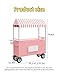 Utlgvnwn Portable Cart with Striped Canopy, Mobile Food Display Stand with Lockable Wheels, Iron Outdoor Vendor cart for Market, Street Food, Events(Pink,39.3in)