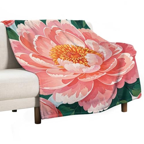 Couverture en flanelle légère plaid lit et canapé imprimé fleuri