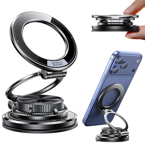 Ultra-Thin Vacuum Gel Magnetic Phone Holder for Car, [95LBS Max Suction] 360° Adjustable [All Zinc-Alloy] Cell Phone Car Mount for MagSafe, Fit for iPhone 17 Pro Max/16/15/14/13/12 & Android