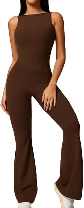 HSQSMWJ Women Wear Backless Butt Scrunch Workout Yoga Jumpsuit