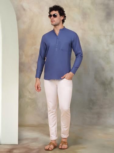 Image of Jompers Men's Cotton Regular Fit Solid Short Kurta
