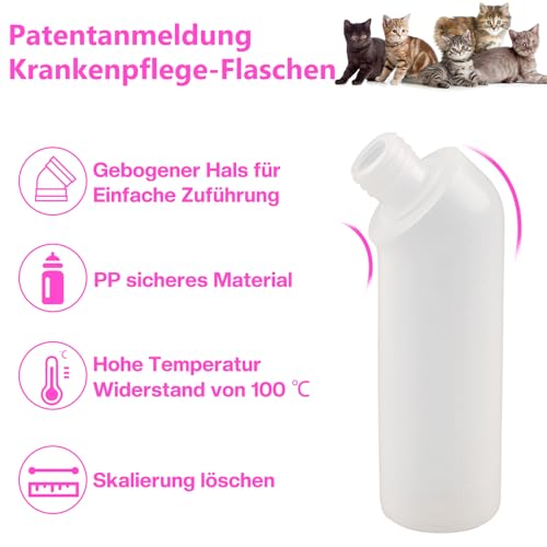 Gufastoe 5Pcs Haustier Fütterung Mini Silikon Nippel mit Flasche für Welpen Hund Katze oder andere Haustiere (Rosa Farbe)