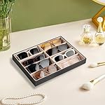 Frebeauty Sunglass Organizer,PU Leather Glasses Organizer,8-Slot Sunglasses Tray,Men's/Women's Sunglasses Box,Sunglass Case,13.3 x 9.6 x 1.5 Inches,Eyeglass/Eyewear Display Tray(Black) - Image 2
