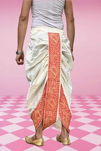Image of Men's Ready to Wear Pant System MARWADI Embroidered Dhoti for Marriage, Party, Pooja, Festival etc. (GC009)