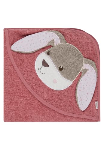 Sterntaler Kapuzenbadetuch Hase Hanni – Babyhandtuch mit Kapuze aus 100% Baumwolle, saugfähig & weich – Kapuzenhandtuch mit süßen 3D-Ohren – Mädchen Badetuch perlrosa, 100 x 100 cm