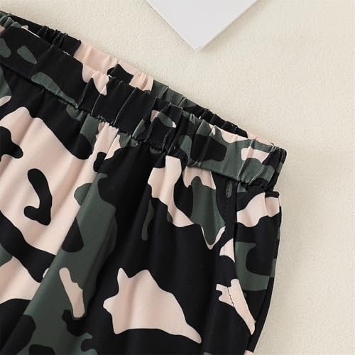Image of Ayzozuy Kid Girl Clothes Outfits Figure Letter Graphic Tee Top + Flap Pocket Pants 2PC Clothing Set