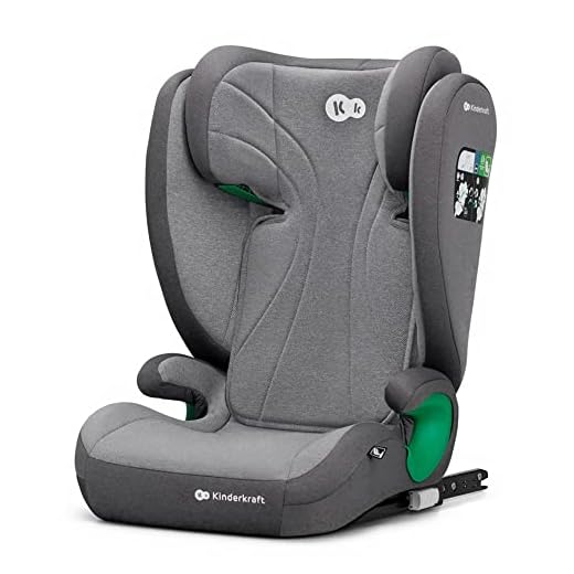 Kinderkraft JUNIOR FIX2 I-SIZE Seggiolino auto 15-36 kg, Gruppo 2-3, 100-150 cm, con Isofix, Poggiatesta regolabile, Sistemi di sicurezza, Leggero, Grigio
