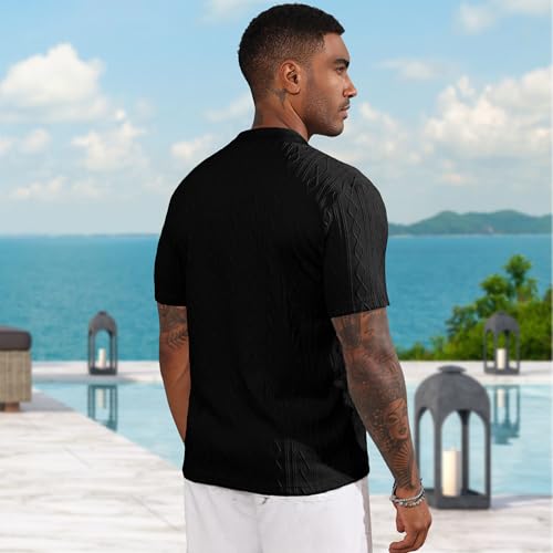 Men's Casual Button Down Shirt Short Sleeve Knit Polo Shirts Trending Fashion Summer Beach Vacation Clothes3