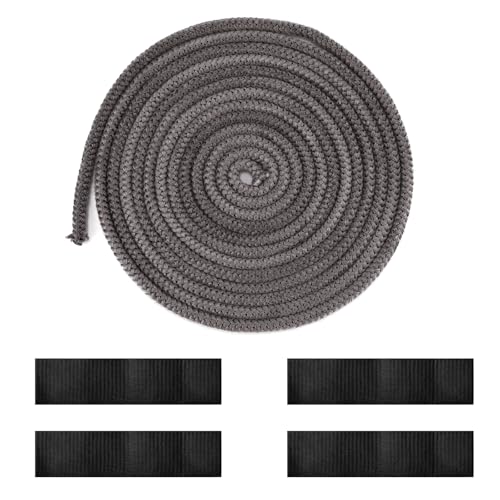 Gosknor Fireplace Seal Rope, 0.24inx13.12ft Graphite Impregnated Fiberglass Rope Seal Gasket Replacement Wood Stove Door Gasket for Fireplaces Stoves Wood Burning