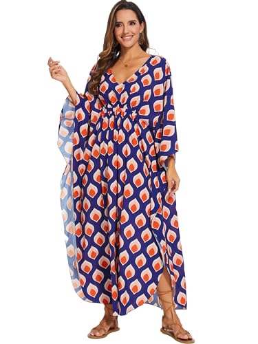 Image of Moss Rose Kaftan Dresses for Women V Neck Summer Swimsuit Cover up Caftan Maxi Beach Dresses