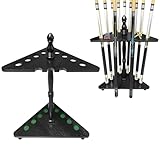 MoyanSuper Pool Stick Holder Billiard Cue Rack， Solid Wood Construction, Corner-Style Floor Stand, Accommodates 9 Cue Sticks for Billiard Rooms, Bars, and Game Rooms (Black)