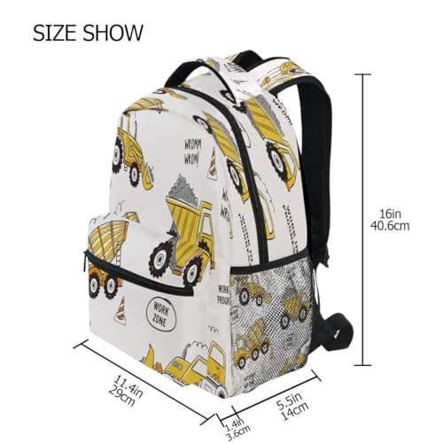 Sac à dos machines de construction pour écolier avec étiquette nom