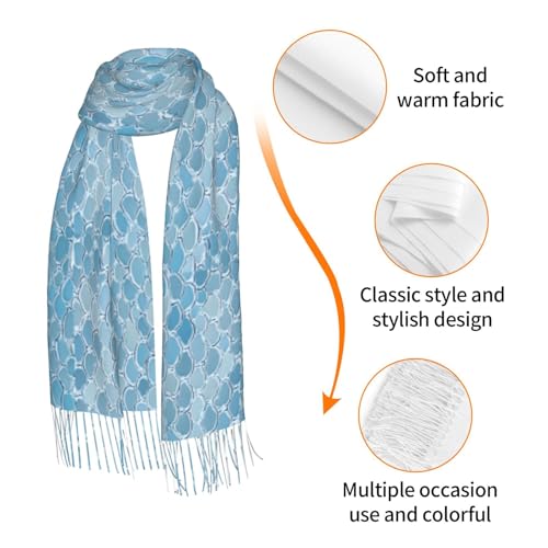 (Gold Mermaid Scale) Personalized Fall Winter Long Fringed Scarf Shawl Wraps for Travel Wedding Holiday Party Decor3