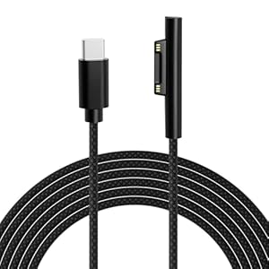 Surface USB-C Ladekabel, 2.0m Nylon geflochten, 45W (15V/3A) PD-Kompatibel,für Microsoft Surface Pro 3/4/5/6/7, Go 2, Laptop 1/2/3,Book1/2. (PD-Netzteil erforderlich).