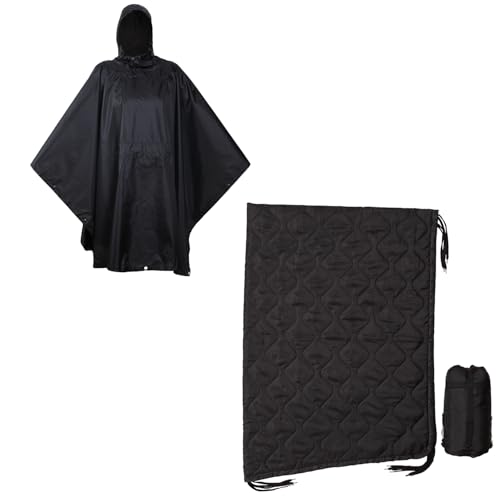 USGI Industries Black Rain Poncho and Liner Bundle